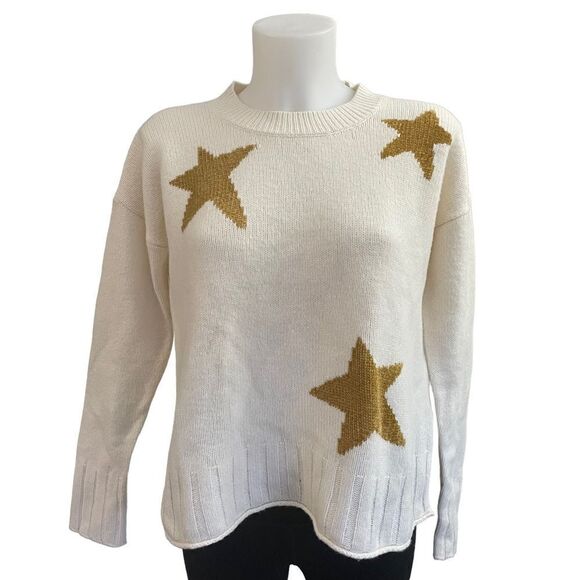 MADEWELL GOLD Star Knit Pullover Sweater 100% merino wool crew neck size XS - Picture 2 of 10